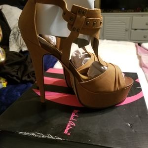 Very tall tan cut out heels